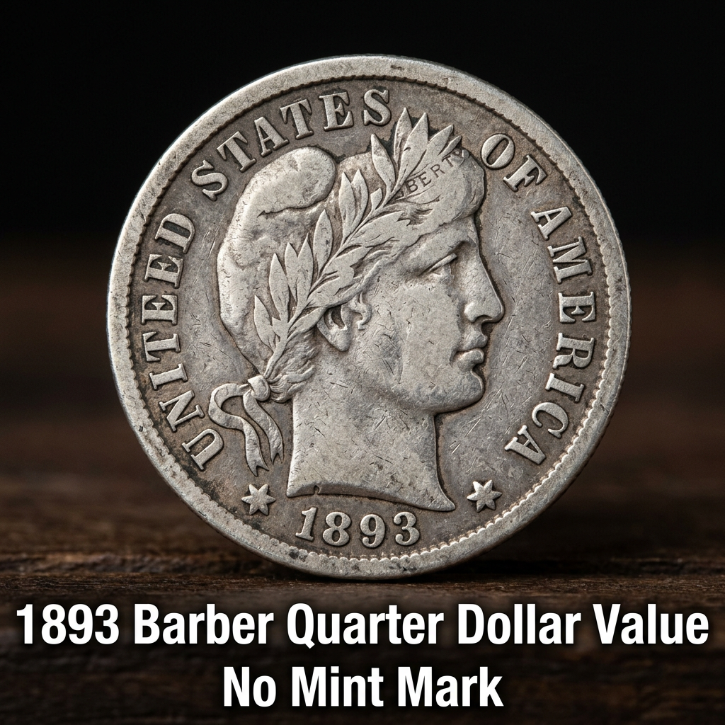 1893 Barber Quarter Dollar Value Guide and Price Chart for Coins with No Mint Mark