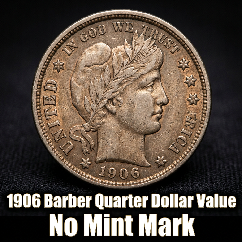 1906 Barber Quarter Dollar Value and Price Guide for Coins with No Mint Mark