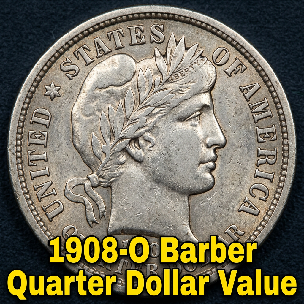 1908 O Barber Quarter Dollar Value Guide and Current Market Prices