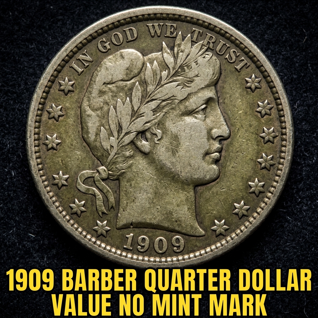 1909 Barber Quarter Dollar Value Guide for No Mint Mark Coins