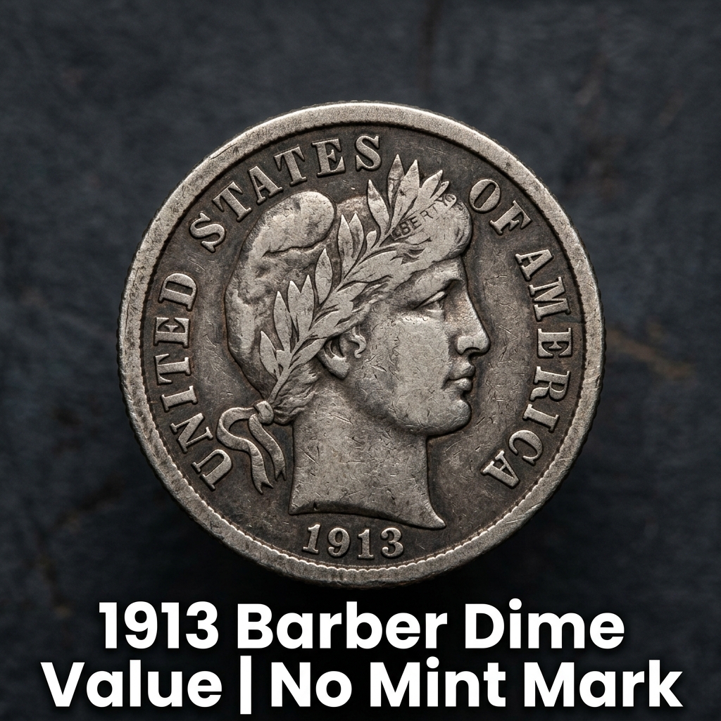 1913 Barber Dime Value and Worth for Coins with No Mint Mark