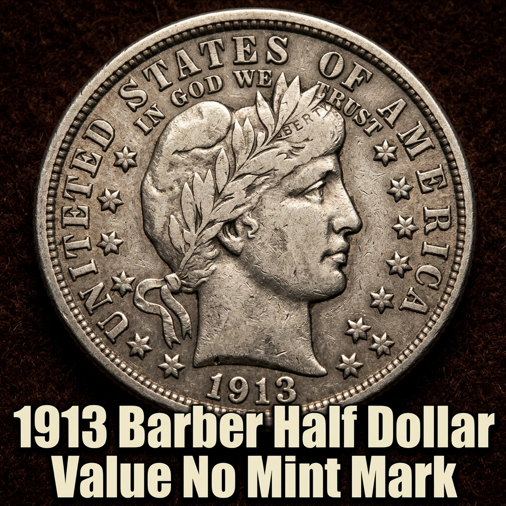 1913 Barber Half Dollar Value Guide for No Mint Mark Coins