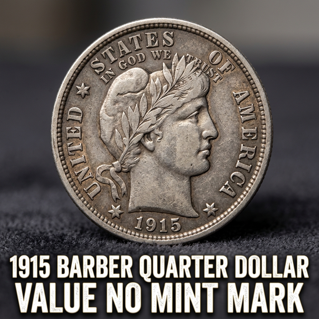 1915 Barber Quarter Value Guide and No Mint Mark Coin Prices