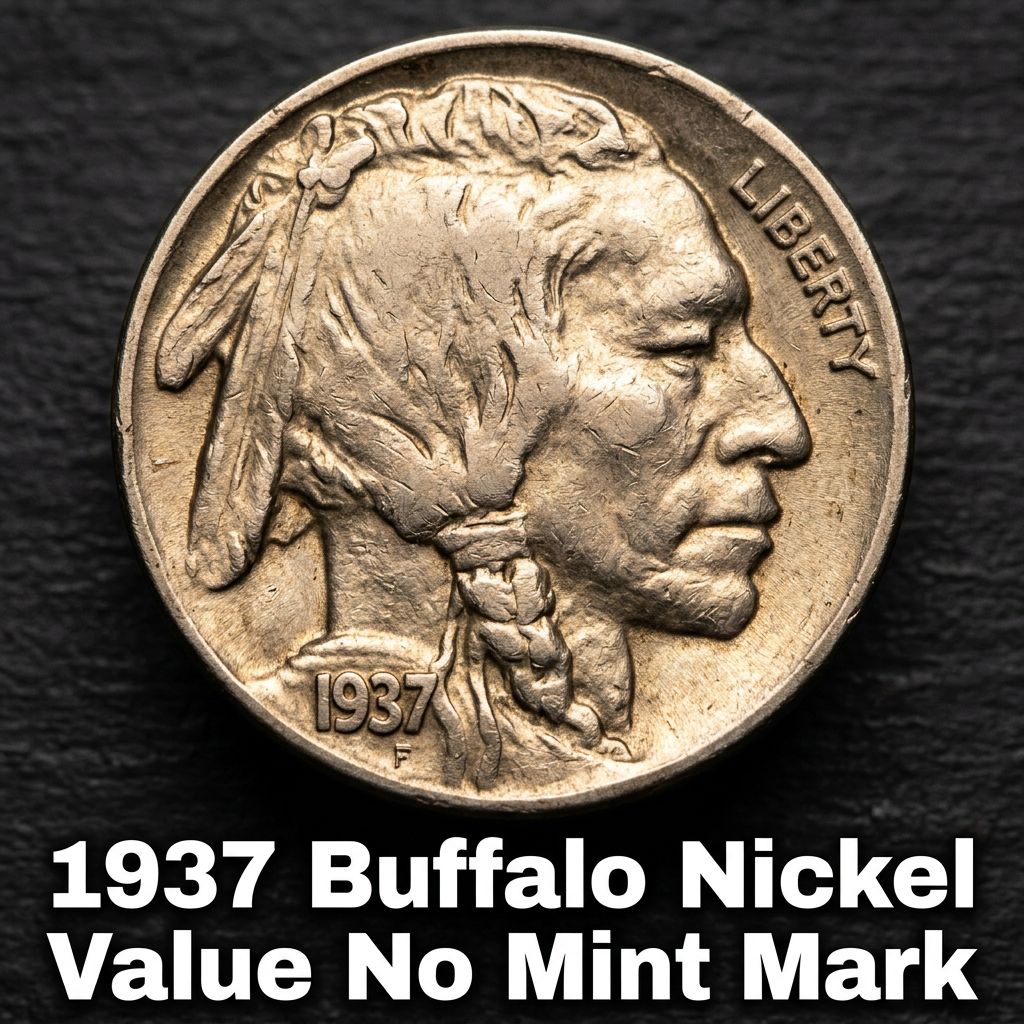 1937 Buffalo Nickel Value No Mint Mark Price Guide and Coin Identification